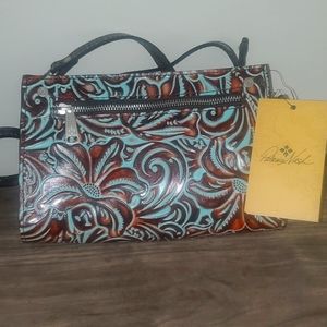 Patricia Nash tooled turquoise crossbody bag